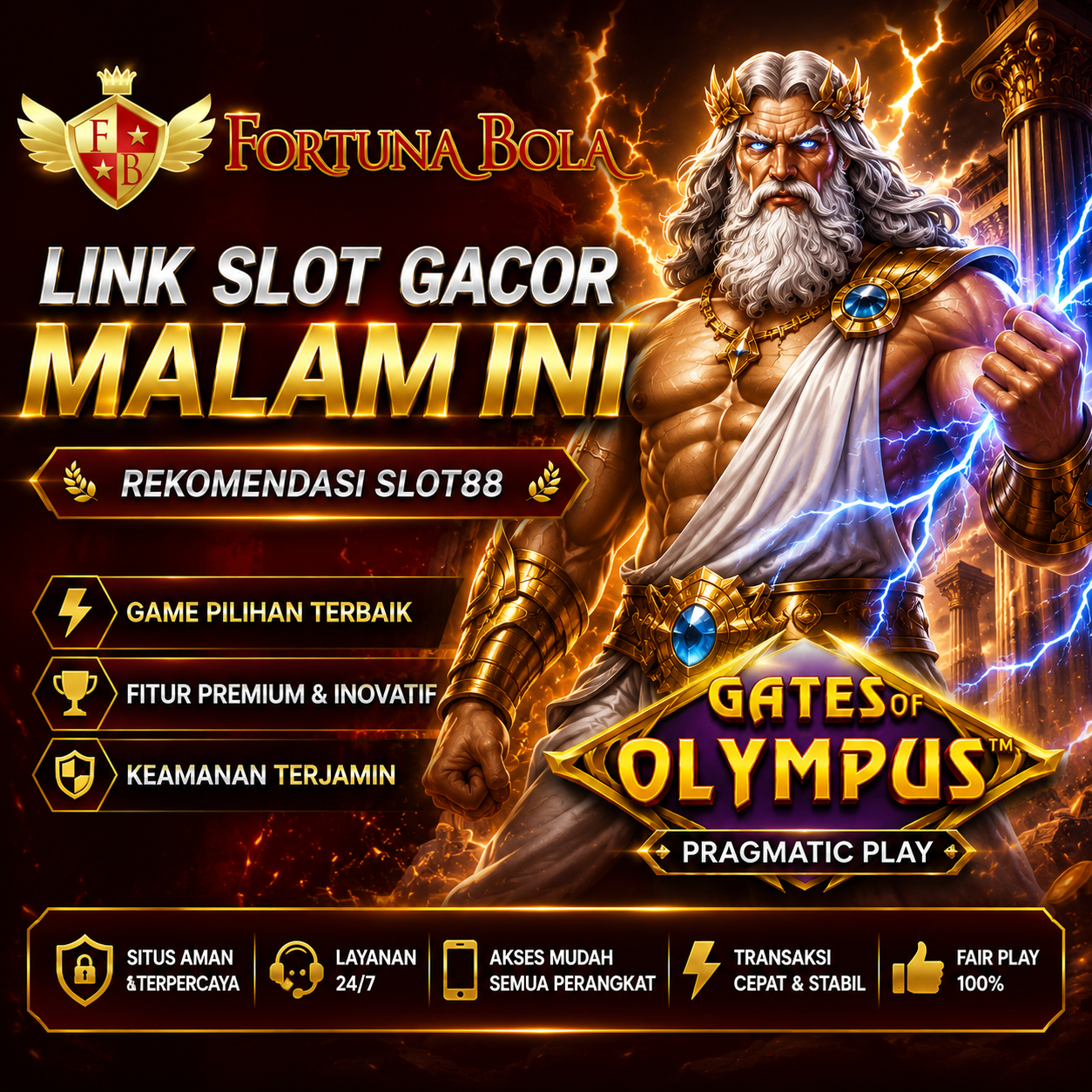 Fortunabola » Link Slot Gacor Malam Ini, Rekomendasi Slot88 Gates Of Olympus Pragmatic Play
